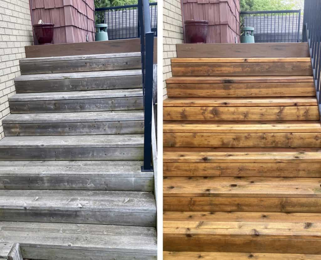 low pressure deck cleaning before and after St Thomas Ontario
